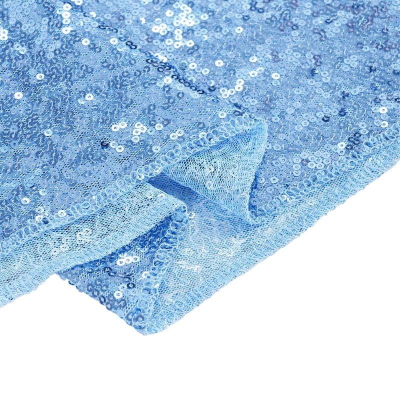 SquarePie Sequin Tablecloth 60 x 102 Inch Baby Blue Sparkly Table Linen for Wedding Party - Image 4